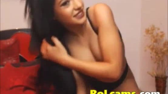 Beautiful busty brunette shows off on webcam